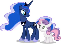 Size: 8250x6000 | Tagged: safe, artist:caliazian, princess luna, sweetie belle, for whom the sweetie belle toils, g4, .ai available, absurd resolution, adobe illustrator, blank flank, simple background, transparent background, vector