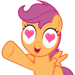 Size: 6000x6000 | Tagged: safe, artist:caliazian, scootaloo, g4, lesson zero, .ai available, absurd resolution, adobe illustrator, female, heart eyes, open mouth, raised leg, simple background, solo, transparent background, vector, wingding eyes