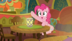 Size: 960x540 | Tagged: safe, screencap, pinkie pie, earth pony, pony, g4, spice up your life, animated, cute, female, hello, the tasty treat, waving