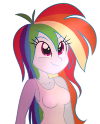 Size: 446x556 | Tagged: dead source, safe, artist:wubcakeva, rainbow dash, equestria girls, g4, breasts, busty rainbow dash, clothes, female, solo, tank top