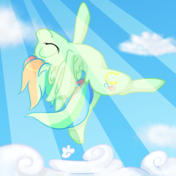 Size: 2000x2000 | Tagged: safe, artist:paintsplatter, oc, oc only, oc:prism dancer, active stretch, backbend, crepuscular rays, flexible, flying, high res, magical lesbian spawn, offspring, parent:misty fly, parent:rainbow dash, solo