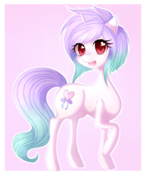 Size: 1280x1528 | Tagged: safe, artist:fluffymaiden, oc, oc only, oc:reverie, pony, unicorn, female, heart, heart eyes, horn, mare, open mouth, smiling, solo, wingding eyes