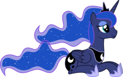 Size: 10216x6400 | Tagged: safe, artist:parclytaxel, princess luna, alicorn, pony, g4, .svg available, absurd resolution, female, lying down, mare, parcly in south korea, prone, simple background, sitting, smiling, solo, transparent background, vector