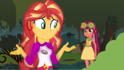 Size: 889x500 | Tagged: safe, artist:mlpismybaecx, gloriosa daisy, sunset shimmer, equestria girls, g4, my little pony equestria girls: legend of everfree