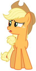 Size: 7000x13600 | Tagged: safe, artist:tardifice, applejack, g4, no second prances, absurd resolution, cowboy hat, female, freckles, hat, open mouth, photoshop, simple background, solo, stetson, transparent background, vector, worried