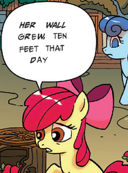 Size: 371x501 | Tagged: safe, edit, idw, apple bloom, g4, spoiler:comic, donaldjack, wall, wat