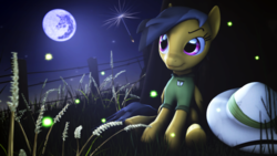 Size: 3840x2160 | Tagged: safe, artist:fioscrasher, daring do, g4, 3d, female, fence, high res, mare in the moon, moon, night, resting, solo, source filmmaker