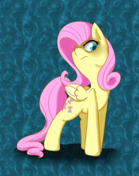 Size: 1681x2131 | Tagged: safe, artist:alazak, fluttershy, g4, female, shadow, solo, the stare