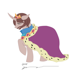 Size: 2380x2548 | Tagged: safe, artist:stagetechyart, prince scorpan, scorpan, pony, unicorn, g1, g4, curved horn, eyes closed, floppy ears, g1 to g4, generation leap, high res, horn, male, ponified, sad, sad pony, simple background, solo, stallion, transparent background, vector