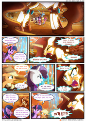 Size: 3500x4950 | Tagged: safe, artist:light262, artist:lummh, applejack, fluttershy, pinkie pie, rainbow dash, rarity, twilight sparkle, oc, oc:princess tempora, alicorn, pony, comic:timey wimey, g4, comic, dialogue, mane six, patreon, patreon logo, poor choice of words, twilight sparkle (alicorn)