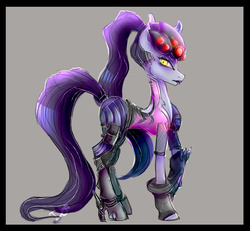 Size: 1300x1200 | Tagged: safe, artist:melodybell, pony, crossover, overwatch, ponified, ponytail, solo, widowmaker