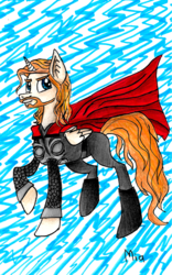 Size: 3072x4928 | Tagged: safe, artist:maytheforcebewithyou, pony, crossover, marvel, marvel vs capcom 3, ponified, solo, thor