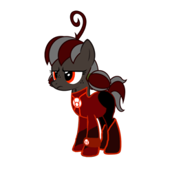 Size: 1152x1152 | Tagged: safe, artist:motownwarrior01, oc, oc only, oc:squeaky pitch, clothes, cosplay, costume, crossover, dc comics, green lantern, green lantern (comic), parody, red lantern, red lantern corps, simple background, solo, transparent background, wristband