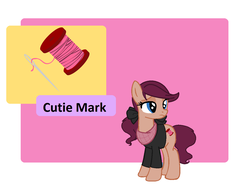 Size: 1160x864 | Tagged: safe, artist:obeliskgirljohanny, oc, oc only, oc:cerise rose, base used, bow, clothes, cutie mark, pigtails, sad, solo