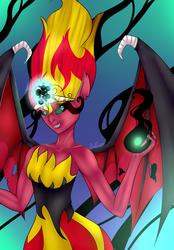 Size: 1591x2281 | Tagged: safe, artist:midfire, sunset shimmer, equestria girls, g4, sunset satan