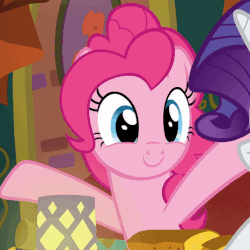 Size: 503x503 | Tagged: safe, screencap, pinkie pie, rarity, pony, g4, spice up your life, animated, bread, cute, diapinkes, female, food, solo focus