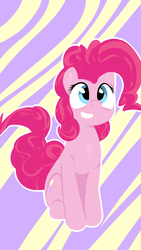 Size: 1440x2560 | Tagged: safe, artist:zapplebow, pinkie pie, g4, chest fluff, female, grin, sitting, smiling, solo