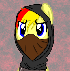 Size: 369x373 | Tagged: safe, artist:sapphire-kitty, oc, oc only, oc:firebolt, pegasus, pony, clothes, cosplay, costume, dark brotherhood, male, solo