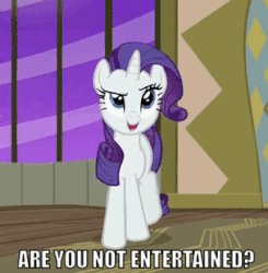 Size: 304x310 | Tagged: safe, screencap, rarity, pony, g4, spice up your life, animated, are you not entertained?, female, gladiator, solo, the tasty treat
