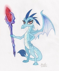 Size: 1024x1228 | Tagged: safe, artist:soulsliver249, princess ember, dragon, g4, bloodstone scepter, dragon lord ember, female, sketch, solo, traditional art