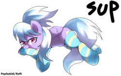 Size: 3000x1900 | Tagged: safe, artist:papibabidi, cloudchaser, pony, g4, clothes, female, socks, solo, striped socks