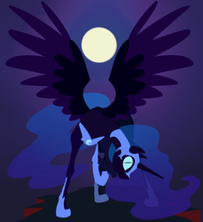 Size: 1924x2100 | Tagged: safe, artist:nobody, nightmare moon, alicorn, pony, g4, female, full moon, lineless, looking at you, minimalist, modern art, moon, solo, spread wings, wings