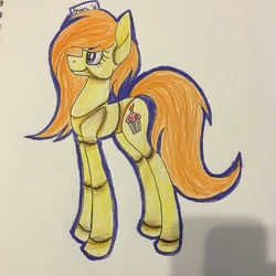 Size: 3024x3024 | Tagged: safe, artist:jean-the-horse, pony, chica, crossover, five nights at freddy's, high res, ponified, solo, traditional art