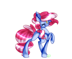 Size: 2900x2400 | Tagged: safe, artist:immagoddampony, oc, oc only, oc:cotton candy, earth pony, pony, kilalaverse, ear fluff, high res, missing cutie mark, offspring, parent:pinkie pie, parent:pokey pierce, parents:pokeypie, raised hoof, simple background, solo, transparent background, wink