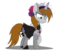 Size: 900x785 | Tagged: safe, artist:wicklesmack, edit, oc, oc only, oc:littlepip, pony, unicorn, fallout equestria, clothes, fanfic, fanfic art, female, hooves, horn, maid, mare, recolor, simple background, solo, white background