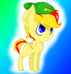 Size: 348x362 | Tagged: safe, artist:sapphire-kitty, oc, oc only, oc:firebolt, pegasus, pony, hat, solo, younger