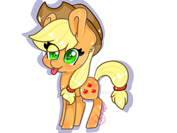Size: 1024x768 | Tagged: safe, artist:ashes2351, applejack, earth pony, pony, g4, chibi, female, silly, silly pony, solo, tongue out, watermark, who's a silly pony