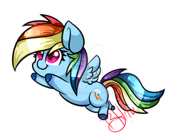 Size: 1024x768 | Tagged: safe, artist:ashes2351, rainbow dash, g4, chibi, female, flying, simple background, solo, watermark