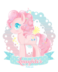 Size: 1024x1252 | Tagged: safe, artist:odaefnyo, pinkie pie, earth pony, pony, g4, clean, female, heart eyes, mare, music notes, pastel, profile, ribbon, smiling, solo, watermark, wingding eyes