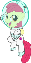 Size: 1944x3916 | Tagged: safe, artist:ironm17, apple bloom, g4, astronaut, clothes, costume, cutie mark, female, open mouth, simple background, solo, spacesuit, the cmc's cutie marks, transparent background, vector