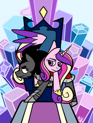 Size: 600x800 | Tagged: safe, artist:minty-illusion, king sombra, princess cadance, g4, crystal empire, throne