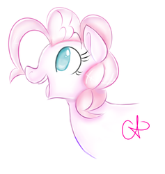 Size: 3245x3429 | Tagged: safe, artist:pixelyte, pinkie pie, g4, cute, doodle, female, high res, open mouth, simple background, smiling, solo, white background