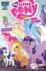 Size: 832x1280 | Tagged: safe, idw, official comic, applejack, fluttershy, pinkie pie, rainbow dash, rarity, spike, twilight sparkle, alicorn, pony, g4, my little pony: friends forever, spoiler:comic, mane seven, mane six, twilight sparkle (alicorn)