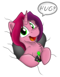 Size: 3878x5000 | Tagged: safe, artist:fandroit, oc, oc only, oc:anon, oc:gloomy, human, pony, chest fluff, giant pony, giantess, happy, hug, looking at you, macro, smiling