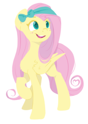 Size: 644x911 | Tagged: safe, artist:felcia, fluttershy, g4, amazed, chest fluff, cute, female, folded wings, headband, lineless, looking at something, looking away, looking up, open mouth, raised hoof, shyabetes, simple background, smiling, solo, standing, transparent background