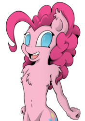 Size: 2642x3753 | Tagged: safe, artist:justfrankska, pinkie pie, anthro, g4, belly button, chest fluff, female, hand, solo