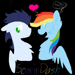 Size: 800x800 | Tagged: safe, artist:emmacakes43, rainbow dash, soarin', pony, g4, black background, female, male, ship:soarindash, shipping, simple background, straight