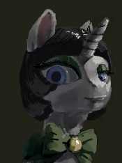 Size: 175x234 | Tagged: safe, artist:someschmoe, oc, oc only, oc:joyride, pony, unicorn, colt quest, bowtie, color, eyeshadow, female, flockmod, horn, mage, makeup, mantle, mare, picture for breezies, pimp, solo, uncanny valley