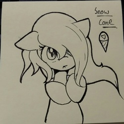 Size: 1279x1280 | Tagged: safe, artist:lightningnickel, oc, oc only, oc:snow cone, monochrome, solo, traditional art