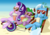 Size: 3000x2121 | Tagged: safe, artist:mister-saugrenu, spike, starlight glimmer, trixie, dragon, pony, unicorn, g4, beach, beach chair, chair, crossed hooves, cup, drink, eating, female, food, hanging out, high res, male, mare, open mouth, palm tree, popcorn, popcorn buddies, relaxing, sand, ship:sparlight, shipping, sipping, soda, sparlixie, spike gets all the mares, spixie, straight, sunglasses, the amazing trio of friendship, updated