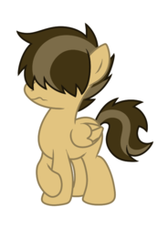 Size: 582x792 | Tagged: safe, artist:sasukex125, oc, oc only, oc:swirl, pegasus, pony, bangs, colt, hair over eyes, male, simple background, solo, wavy mouth