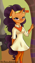 Size: 1746x3104 | Tagged: safe, artist:red-flareon, saffron masala, anthro, g4, spice up your life, clothes, female, solo