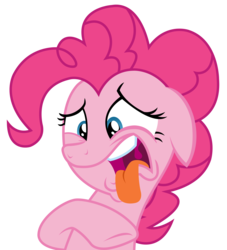 Size: 2525x2775 | Tagged: safe, artist:sketchmcreations, pinkie pie, g4, spice up your life, cute, diapinkes, disgusted, floppy ears, high res, open mouth, raised hoof, simple background, tongue out, transparent background, uvula, vector