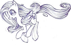 Size: 792x503 | Tagged: safe, artist:renaifoxi, fluttershy, g4, female, monochrome, solo