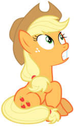 Size: 7000x11900 | Tagged: safe, artist:tardifice, applejack, g4, newbie dash, absurd resolution, cowboy hat, female, gritted teeth, hat, photoshop, simple background, sitting, solo, stetson, transparent background, vector, watching, wide eyes