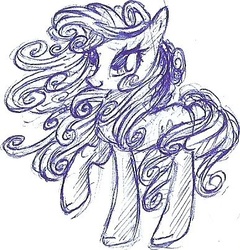 Size: 387x403 | Tagged: safe, artist:renaifoxi, pinkie pie, g4, female, monochrome, solo, windswept mane